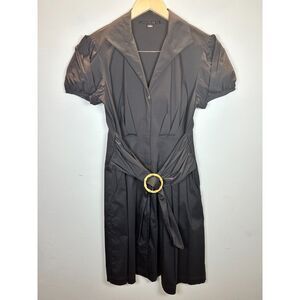 Lafayette 148 New York Women's Size 6 Brown Belted Midi Dress EUC
